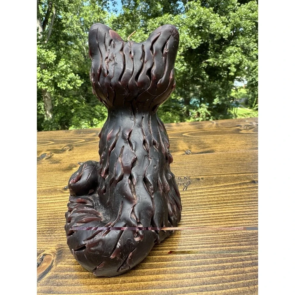 Brown Cat Candle‎ Sculpture Folk Art Kitty Figure Wax Decor 6